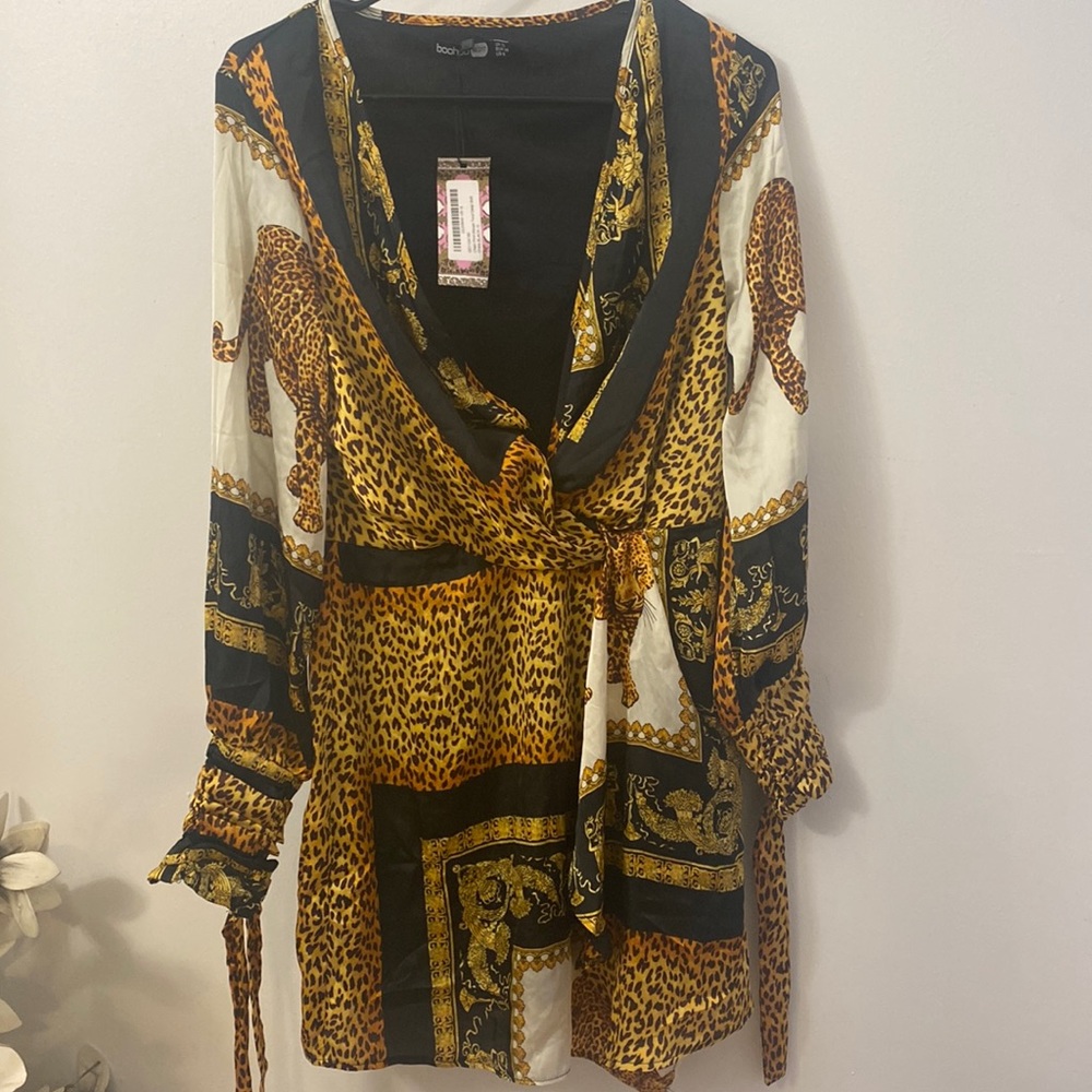 Animal print open boob dress